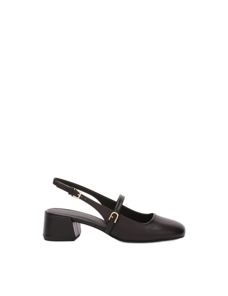 Furla Mary Jane Shoes In Black Leather