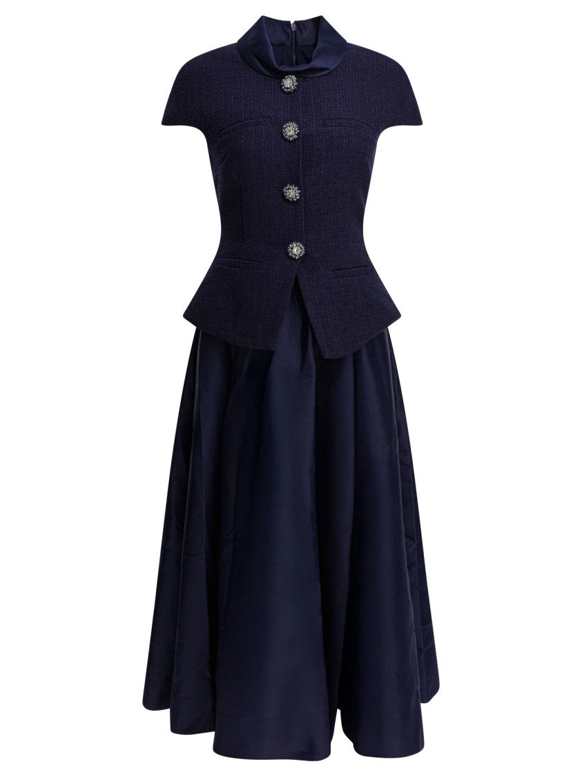 Self-Portrait Taffeta Boucle Midi Dress