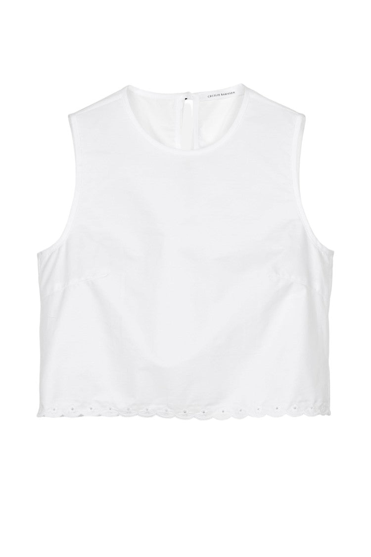 Cecilie Bahnsen Cropped Top With Broderie Anglaise Lace Detail