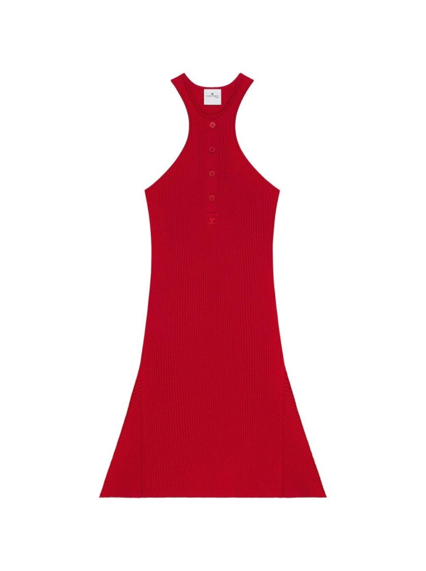 Courrèges Scuba Rib Knit Dress Ruby