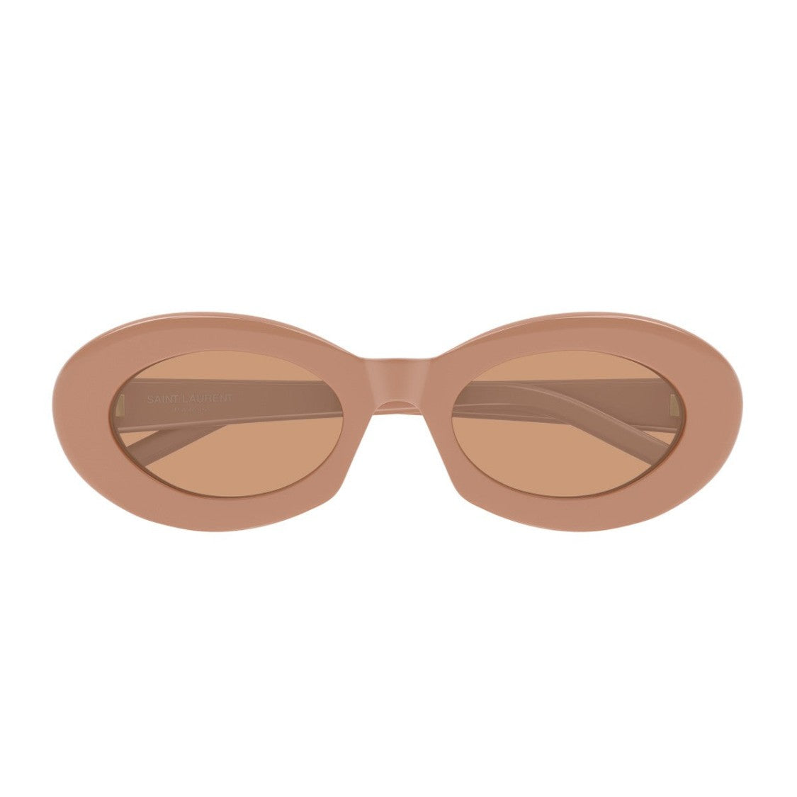 Saint Laurent Nude Brown Sl 594 Sl Logo Recycled Acetate Oval Sunglasses