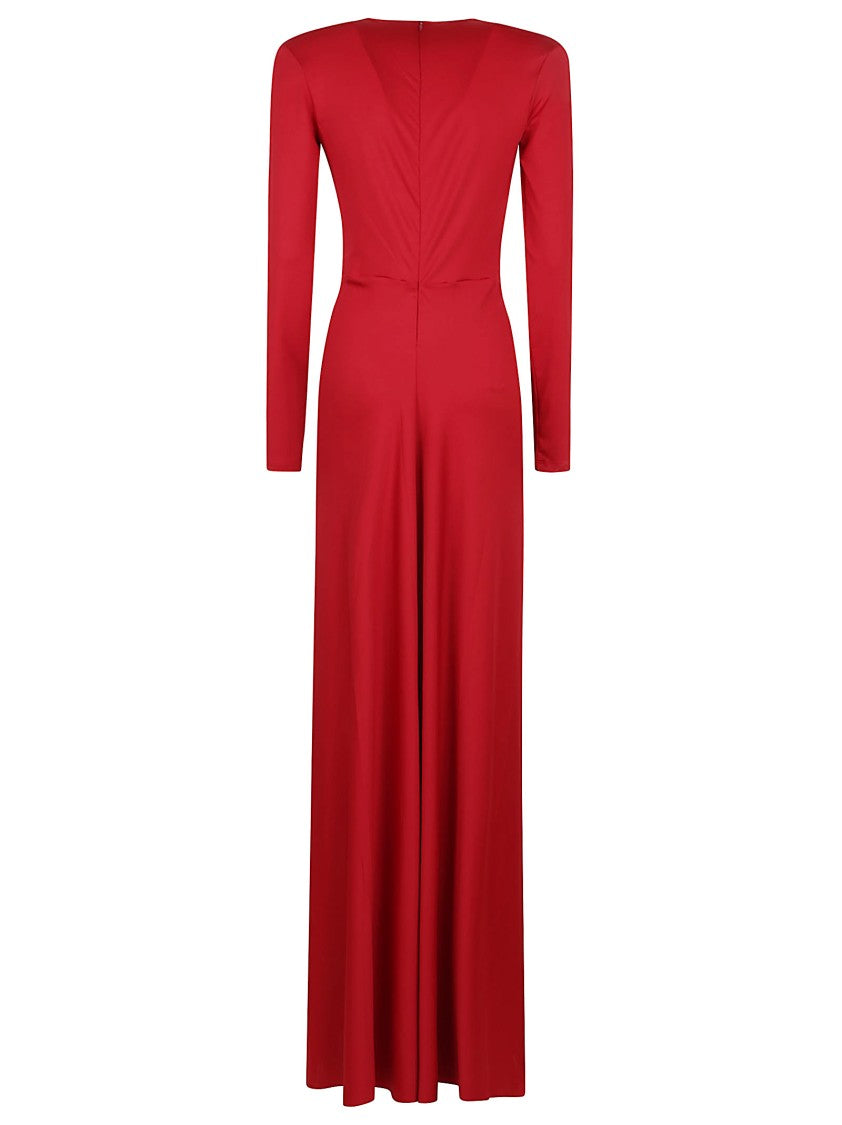Victoria Beckham Long Sleeve Deep V-Neck Gown