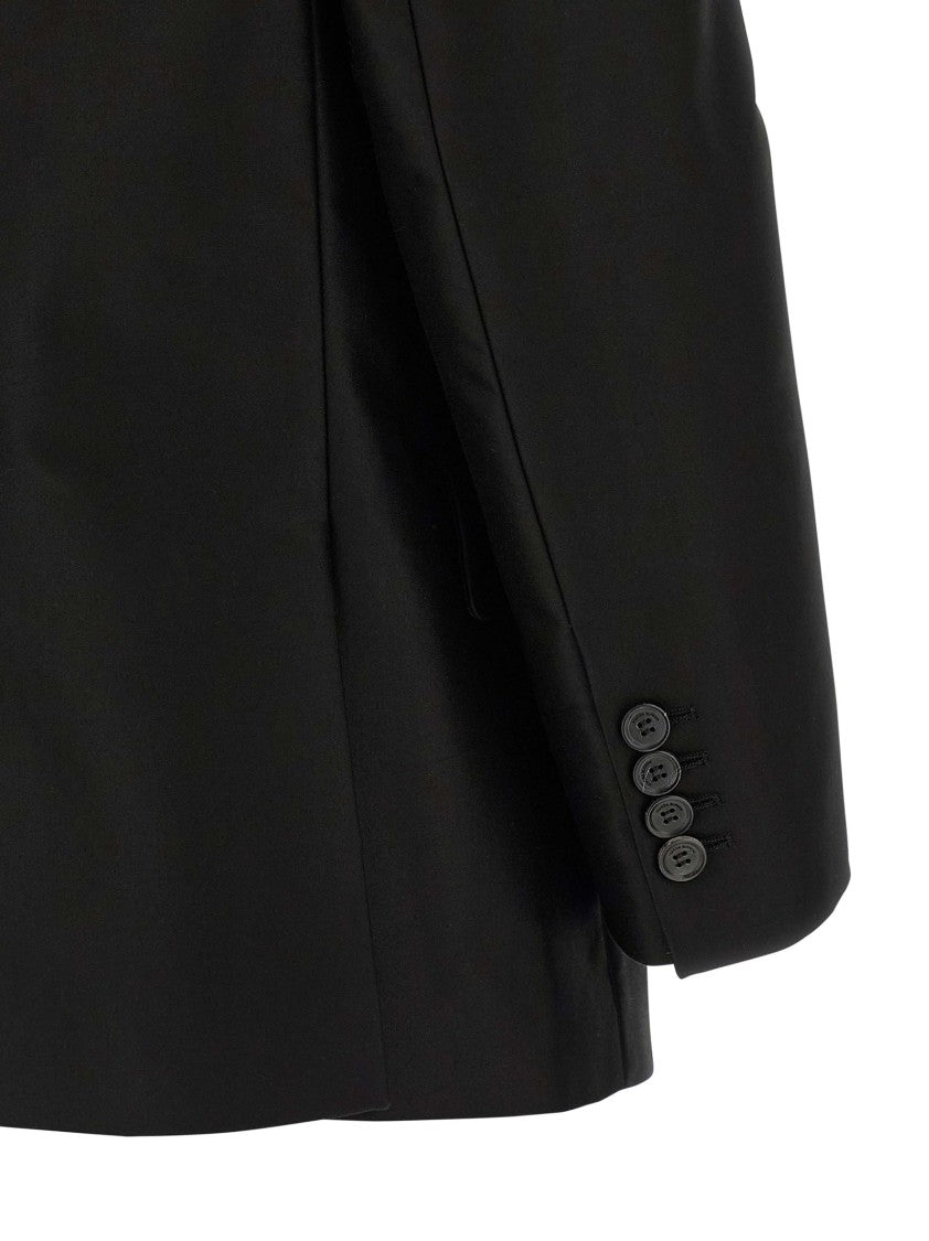 Magda Butrym Single-Breasted Cotton Blazer With Removable Flower Brooch