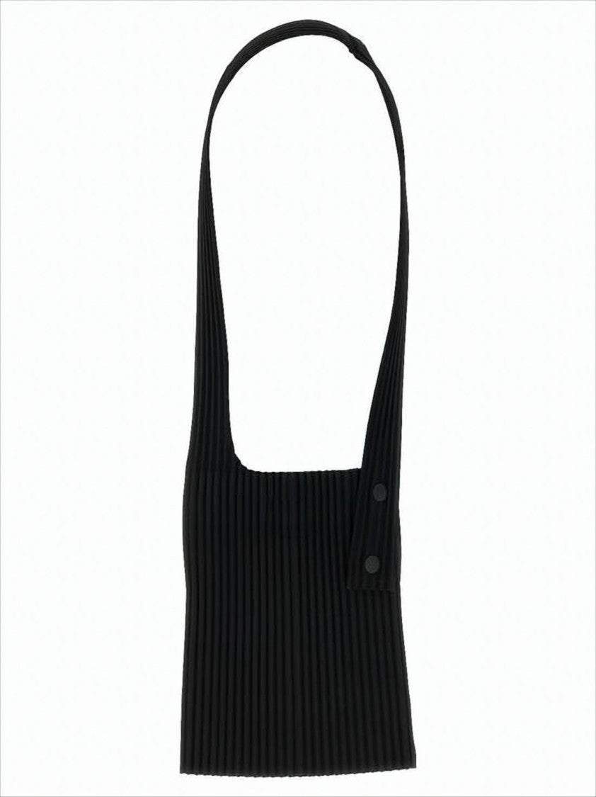 Homme Plissé Issey Miyake Pleated Texture Shoulder Bag With Adjustable Strap