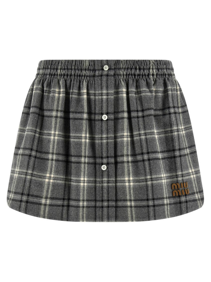 Miu Miu Check Flannel Skirt
