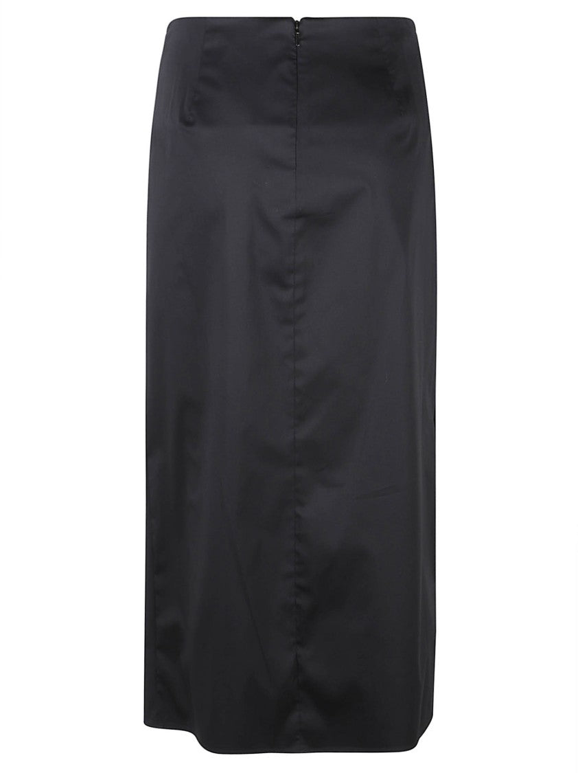 Max Mara Gathered Detail Black Skirt With Concealed Zipper