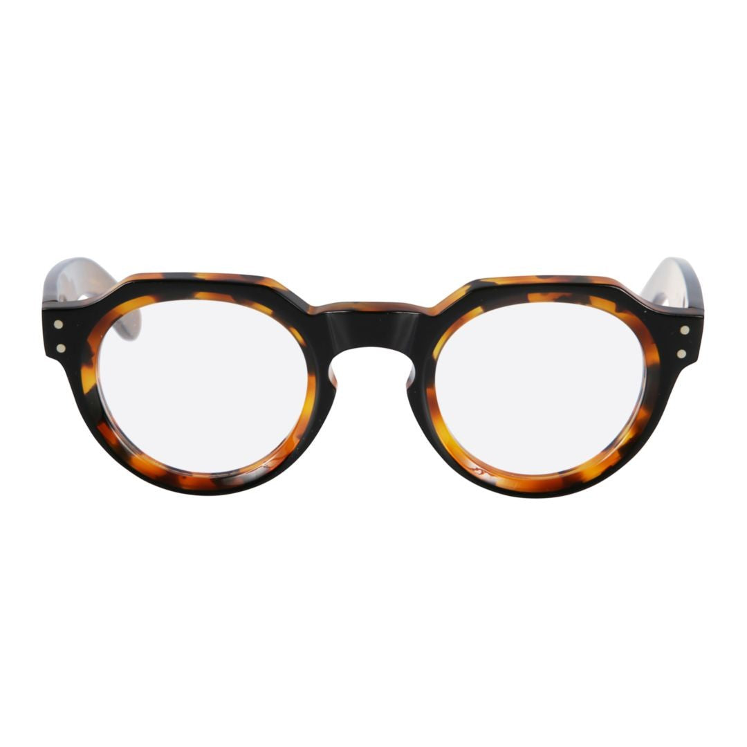 Kador Spike Bold Round Frame Tortoiseshell Sunglasses With Metallic Accents
