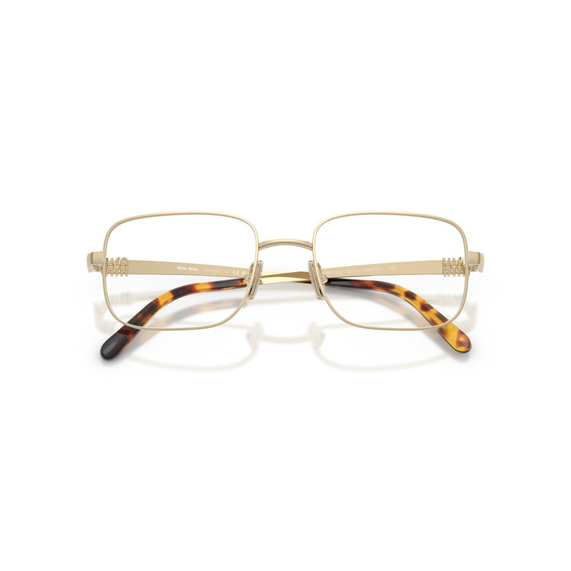 Miu Miu 0Mu 51Zv Rectangular Gold-Tone Metal Sunglasses