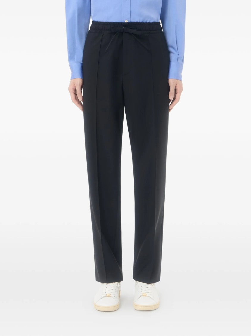 Valentino Pantalone Ricamo V Logo Mohair Trousers