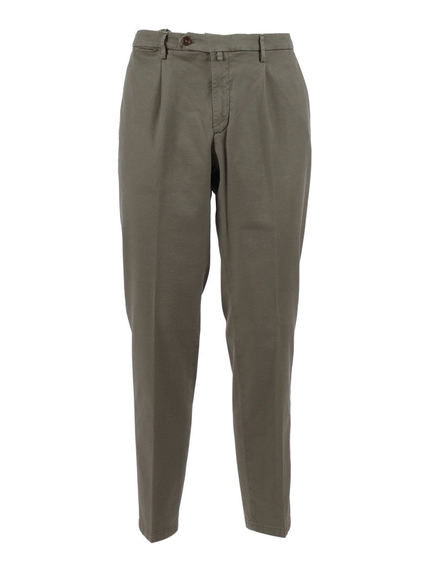Briglia Green Tailored Pleated Straight-Leg Pants