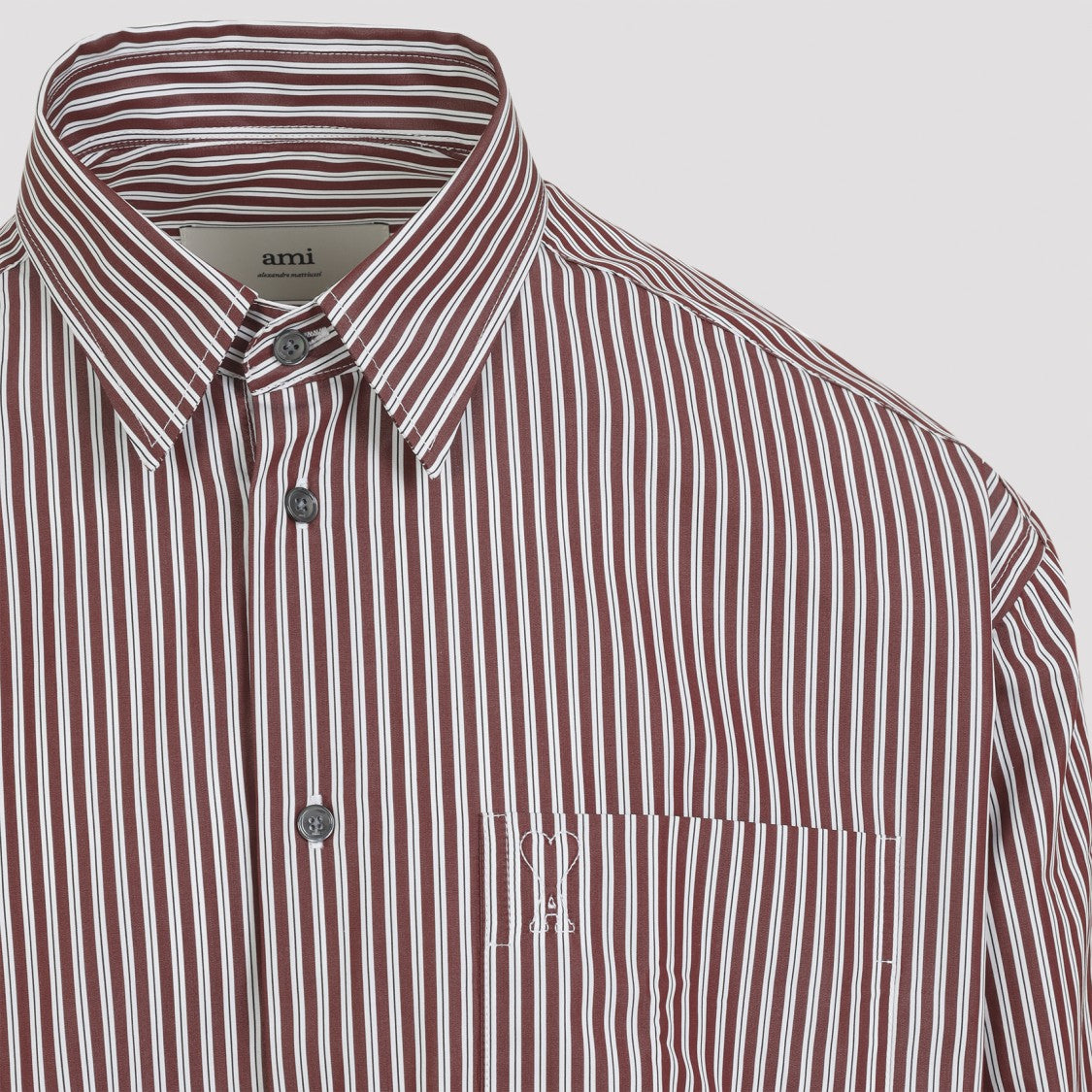 Ami Long-Sleeved Button-Up Shirt With Vertical Stripes