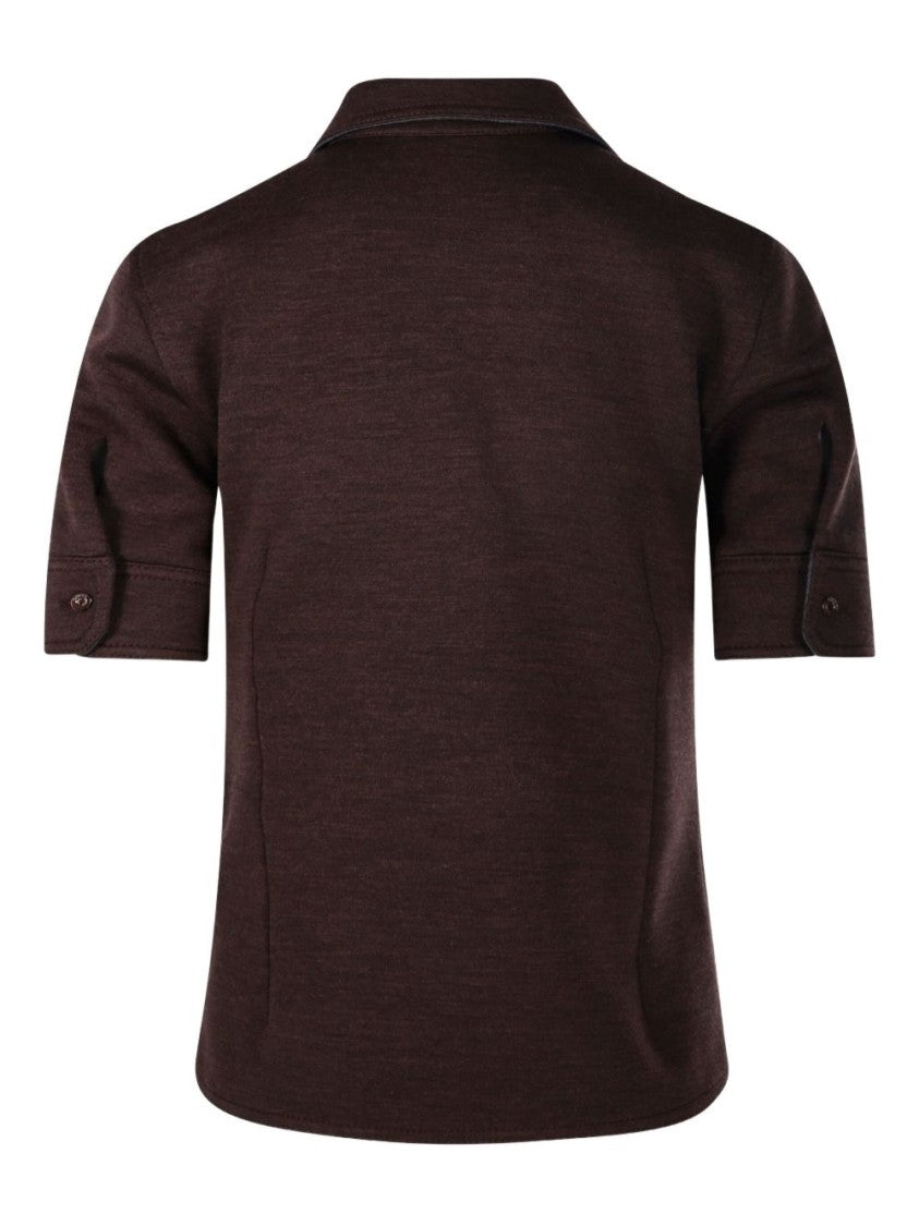 Gucci Structured Dark Brown Shirt With Pointed Collar