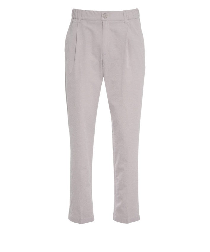 Herno Technical Stretch Seersucker Trousers With Drawstring Waist And Pleats
