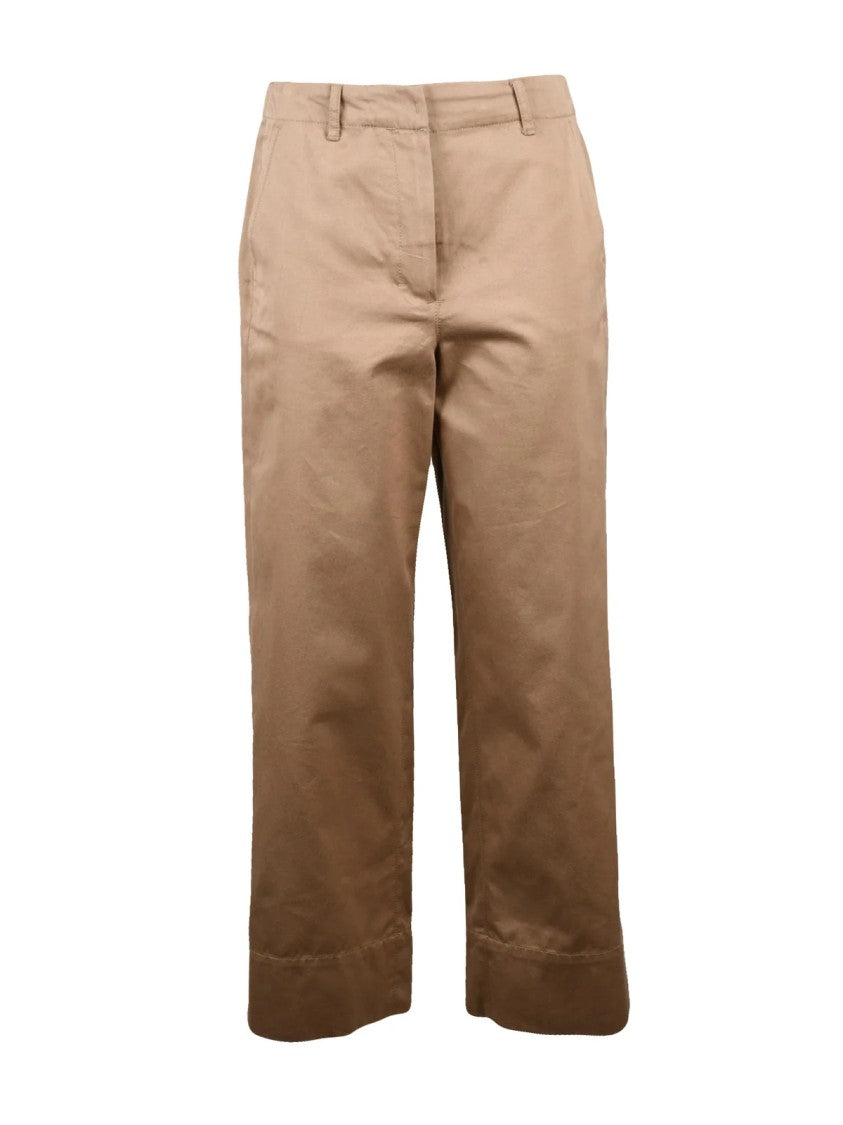 Max Mara Wide-Leg Cotton Trousers With Normal Waist And Zip Closure