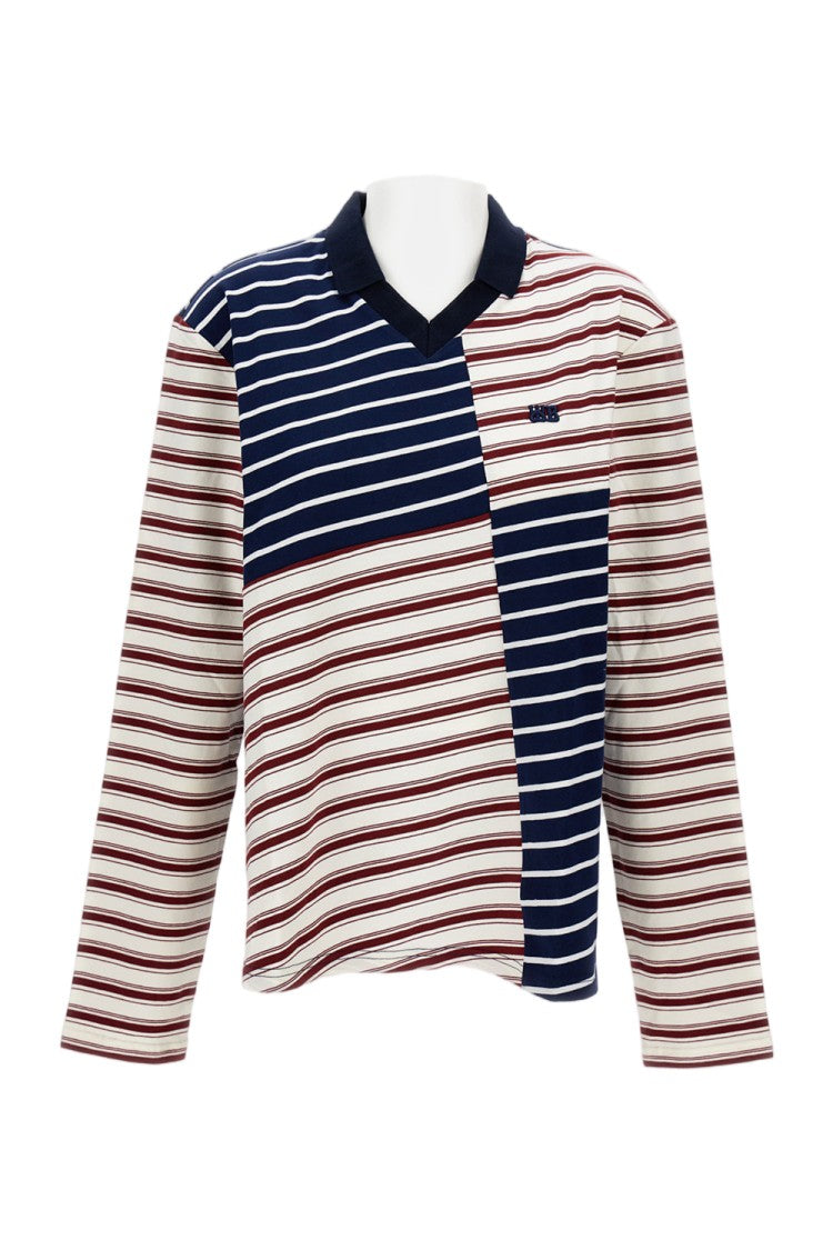 Wales Bonner Pointed Collar V-Neck Sweater With Stripe Pattern