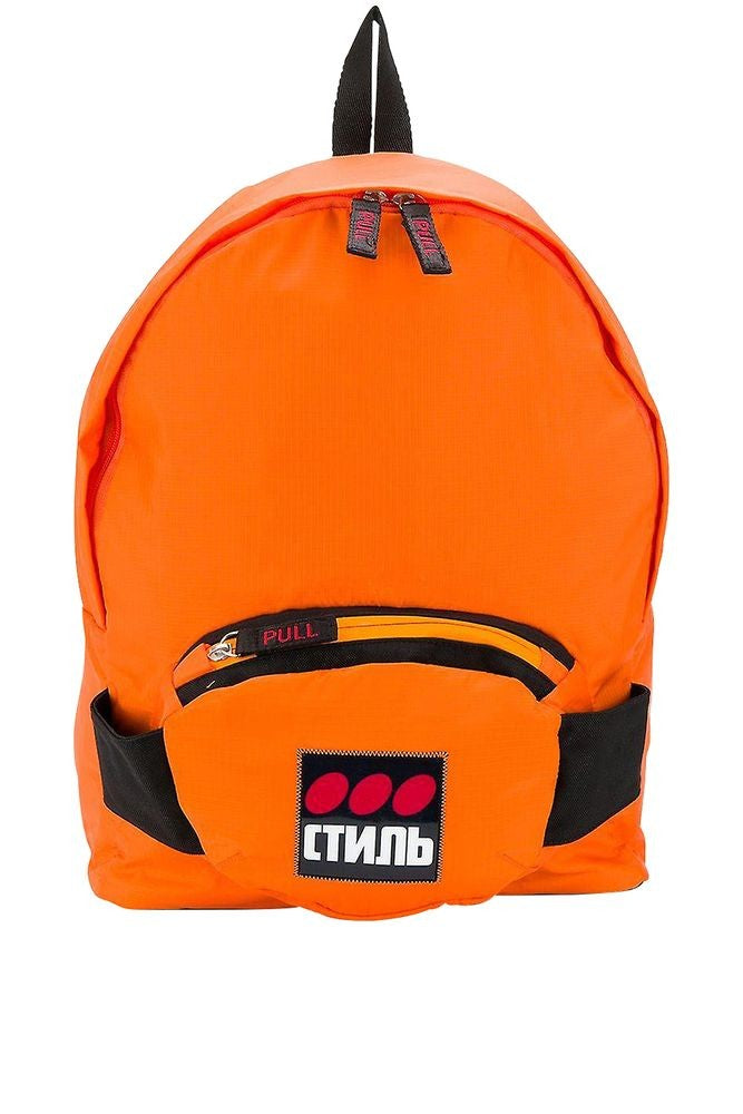 Heron Preston Orange Fabric Backpack With Adjustable Straps