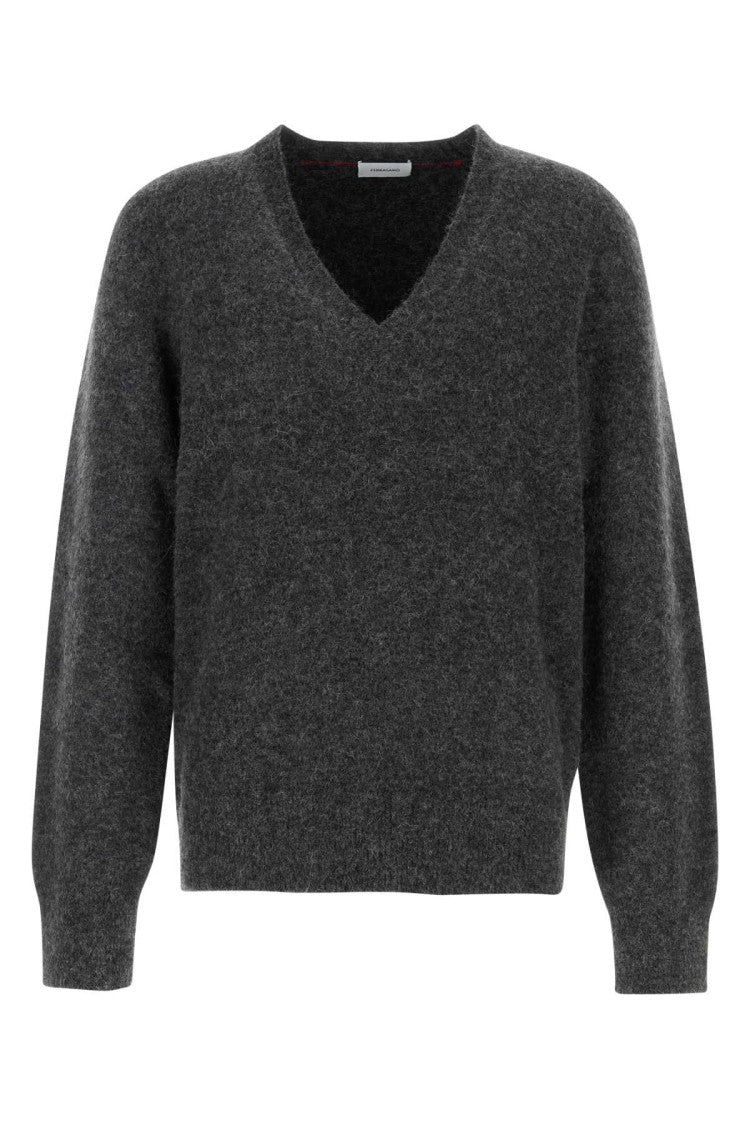 Salvatore Ferragamo Charcoal Stretch Alpaca Blend Sweater