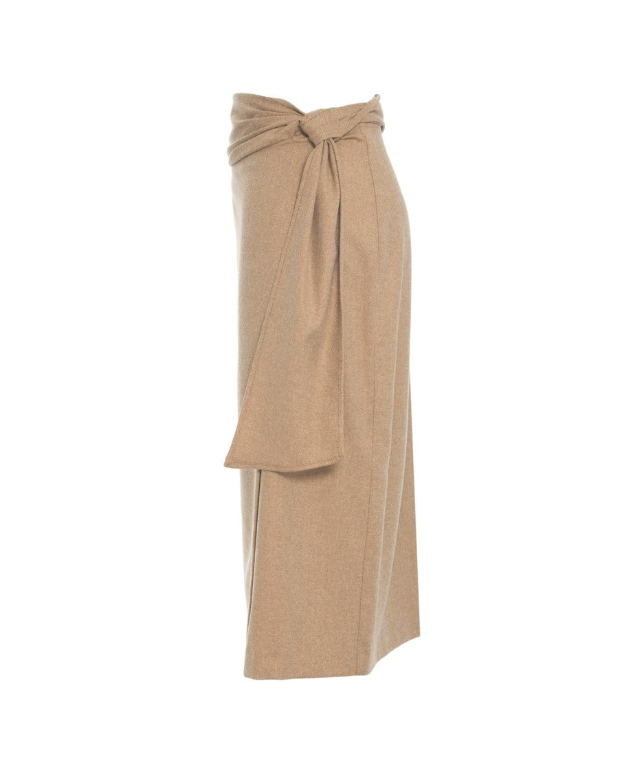Ottod'ame Wrap Midi Skirt With Adjustable Tie Waist And Fluid Design