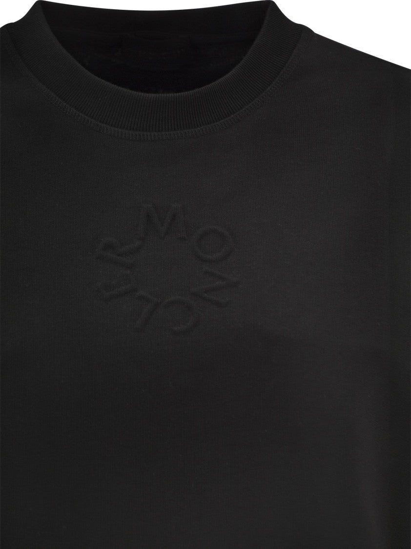 Moncler Oversized Cotton Jersey Sweatshirt With Embossed Logo