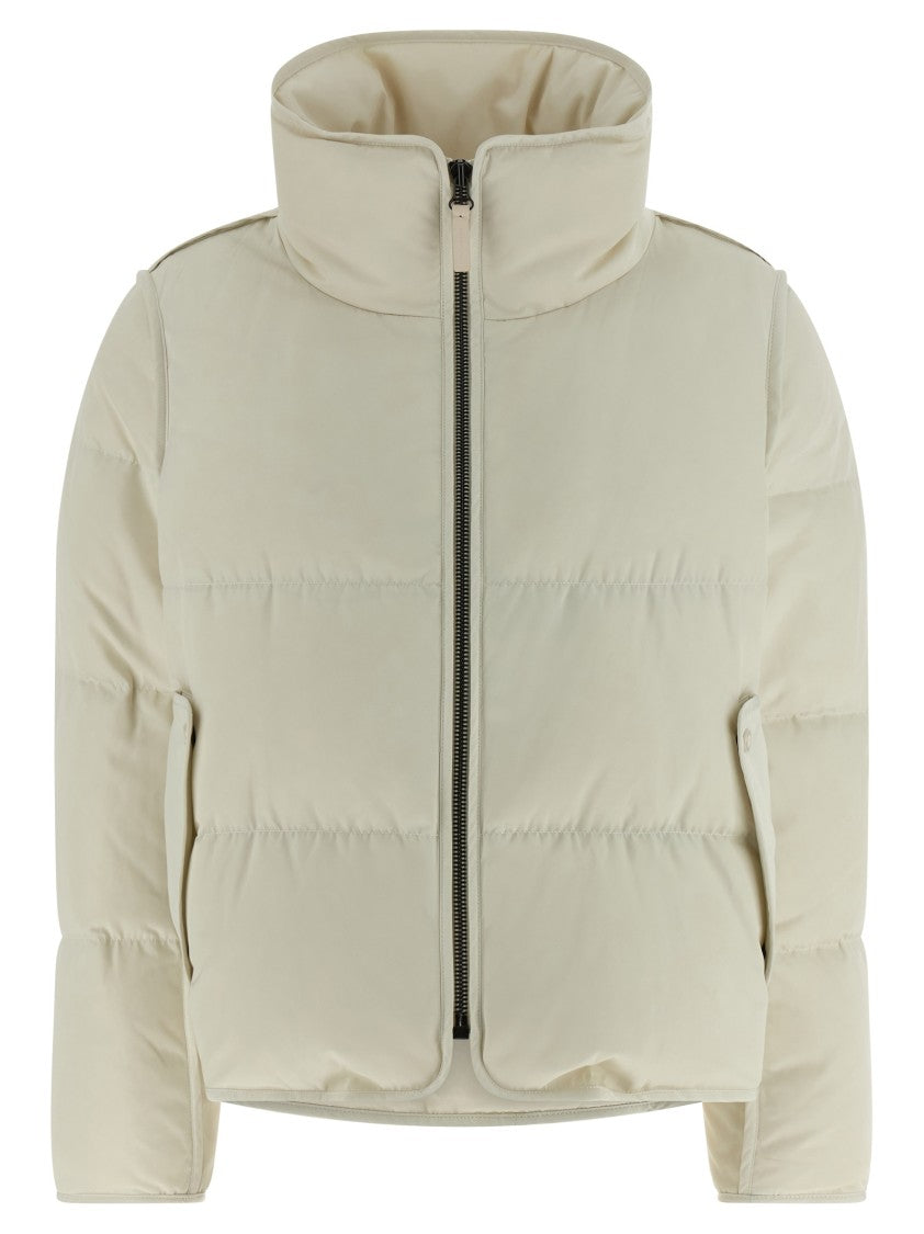 Yves Salomon Fur Insert Cropped Down Jacket