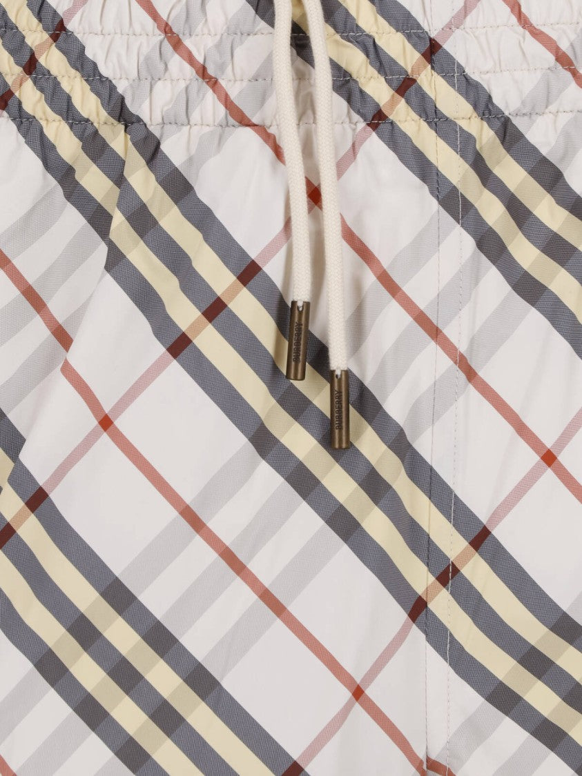 Burberry Beige Check Relaxed Drawstring Shorts