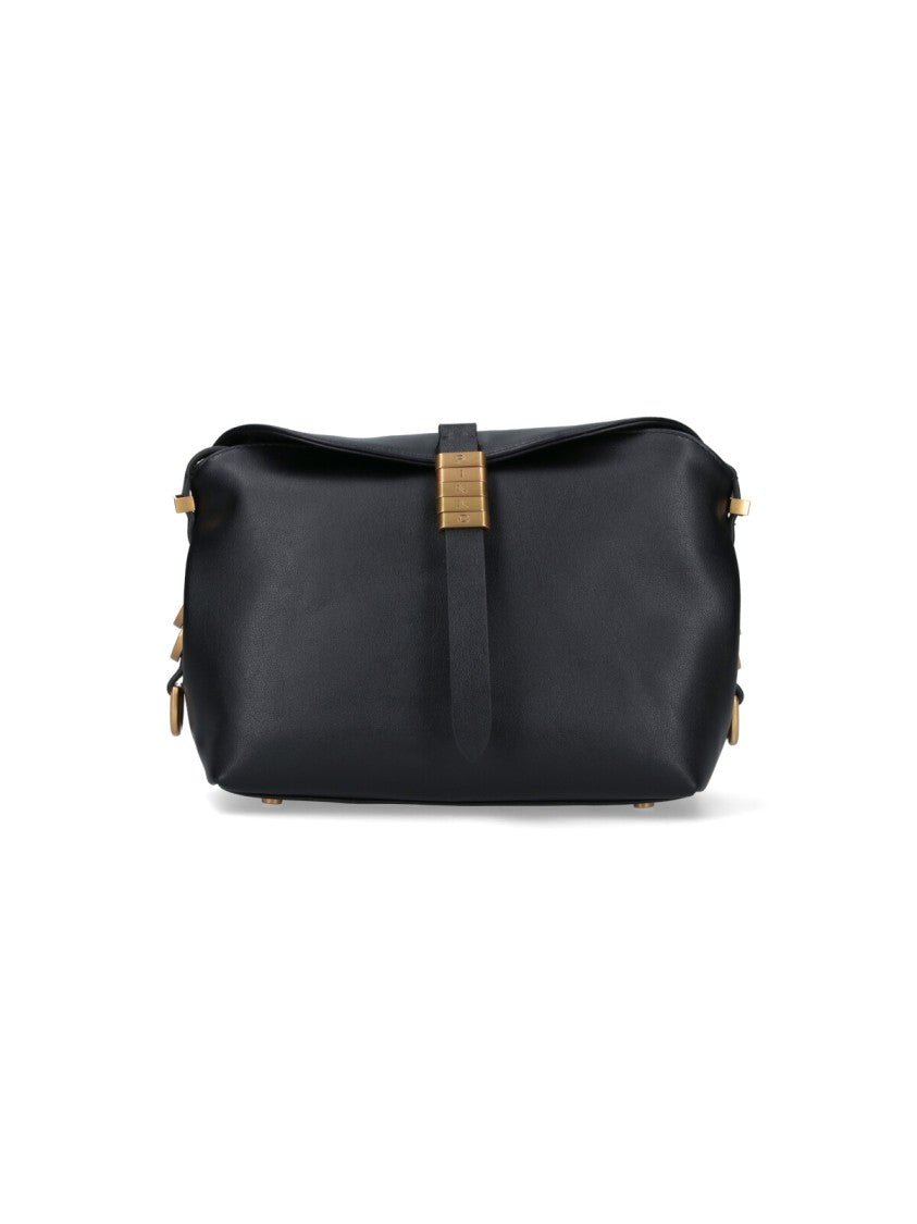 Pinko Minimalist Black Structured Bag With Smooth Texture