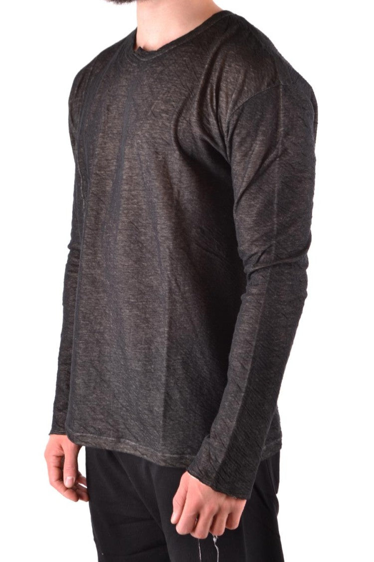 Isabel Benenato Textured Black Cotton Sweater