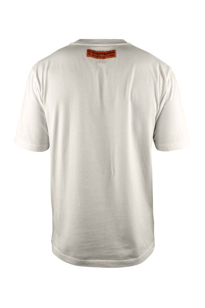Heron Preston Plain White Cotton T-Shirt With Embroidered Detail
