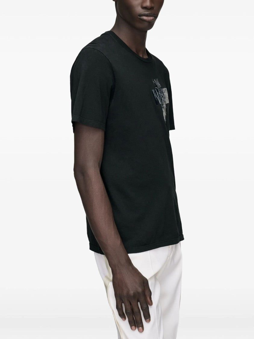 Maison Margiela Black Transparent Tape Detail Cotton T-Shirt
