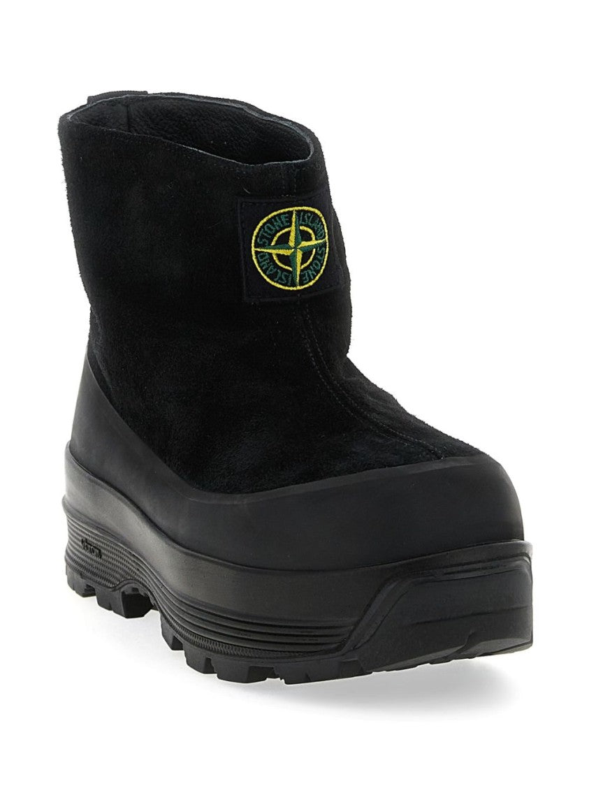 Stone Island Suede Ankle Boots With Compass Logo
