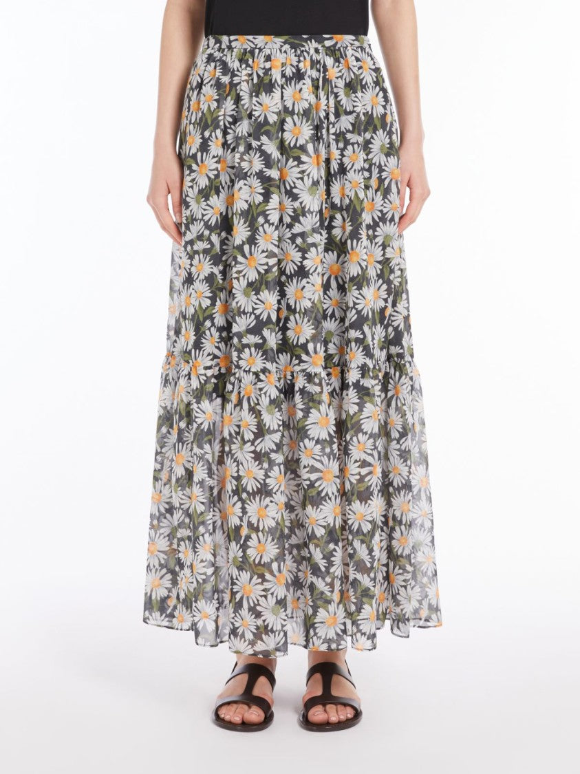 Max Mara Floral-Printed Maxi Skirt With Ruffled Hem
