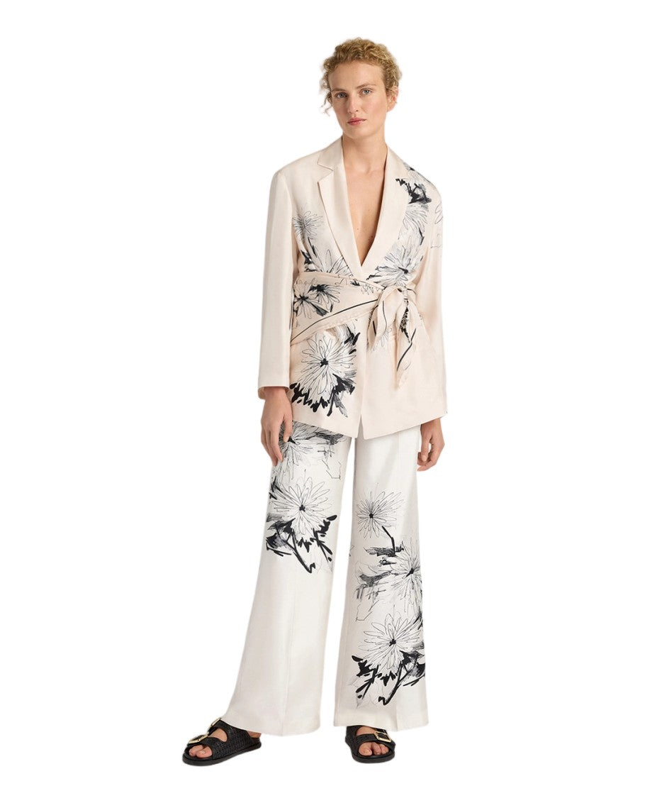 Momonì Zuni Abstract Floral Print Silk Twill Blazer