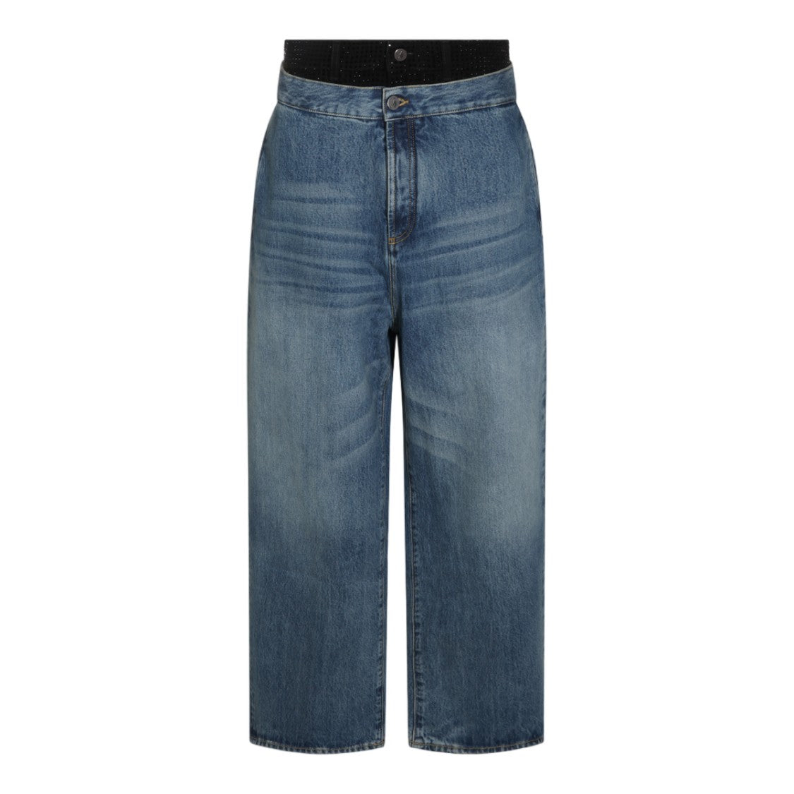 The Attico High-Waisted Cropped Jeans With Wide Waistband