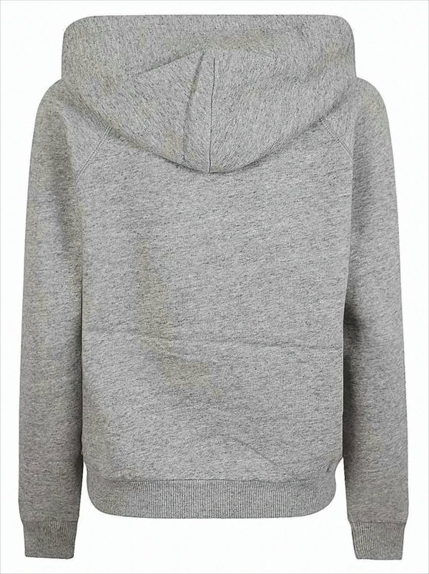 Polo Ralph Lauren Cropped Heathered Hoodie With Drawstring And Kangaroo Pocket