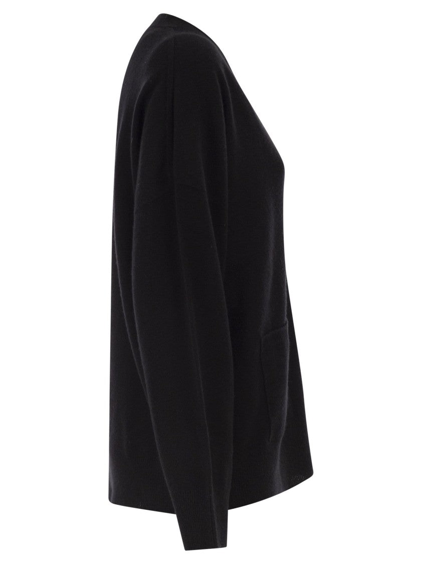 Vanisé V-Neck Cashmere Cardigan With Dropped Shoulders