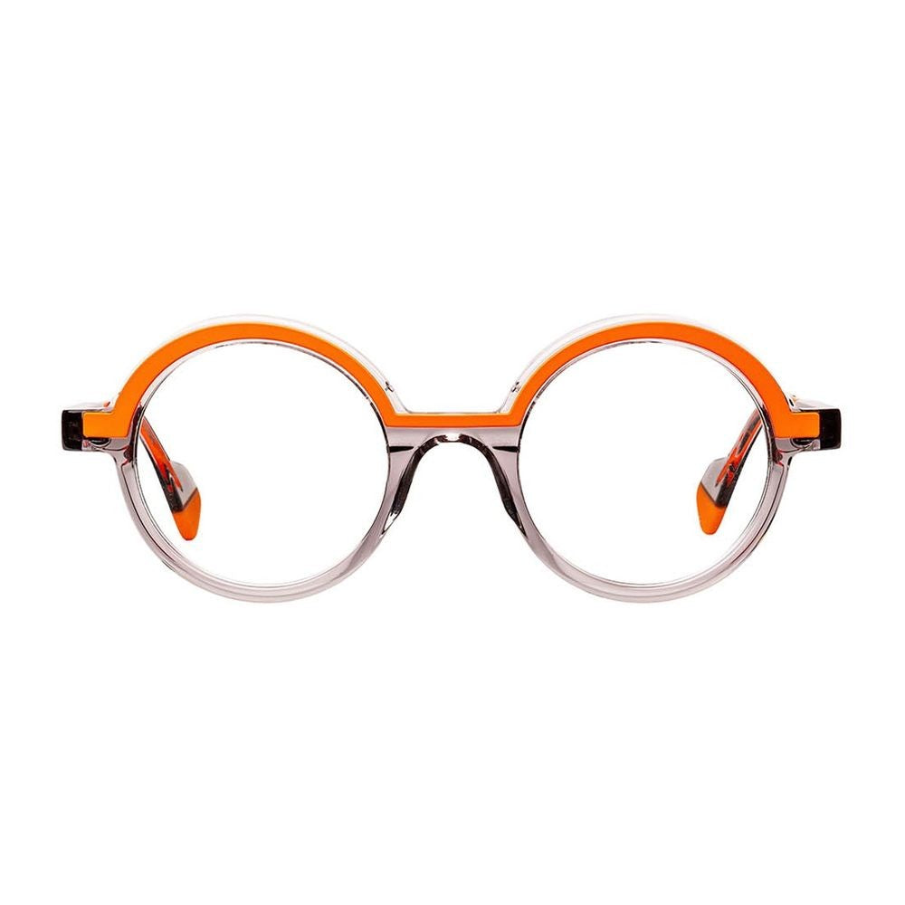 Matttew Arcus Contemporary Round Sunglasses With Orange Accents
