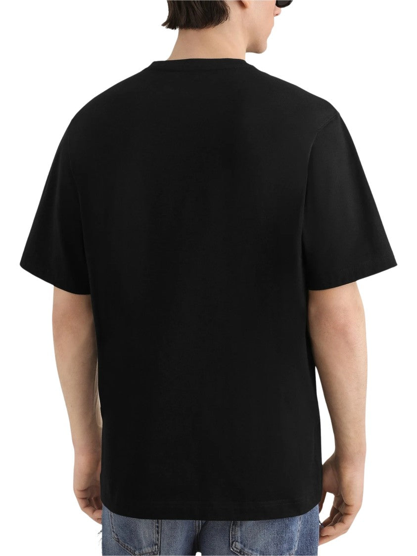 Dolce & Gabbana Black Cotton Embossed Logo T-Shirt