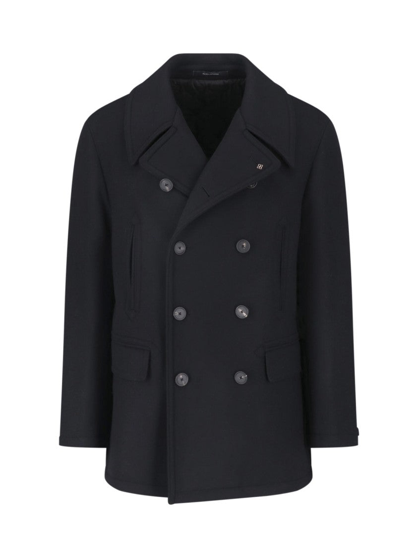 Tagliatore Black San Francisco Wool Double-Breasted Coat