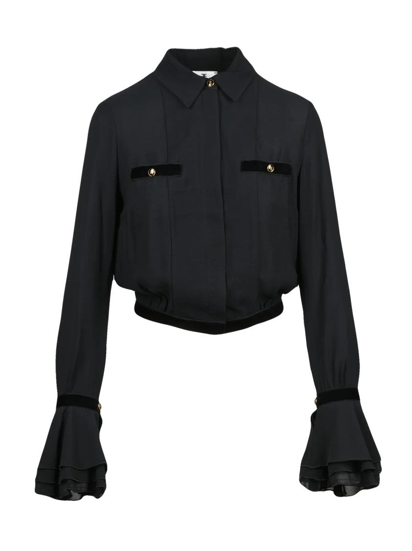 Elisabetta Franchi Black Fluid Viscose Cropped Top