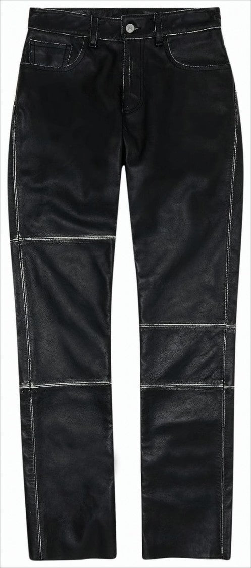 Mm6 By Maison Margiela Knee-Length Leather Shorts With Paneled Detailing