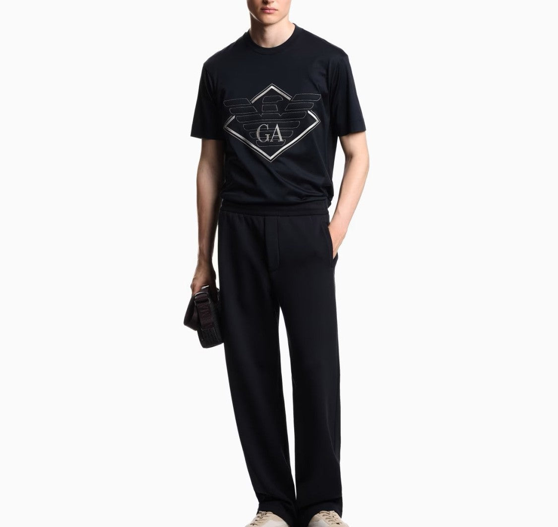 Emporio Armani Maxi-Relief Embroidered Crewneck T-Shirt