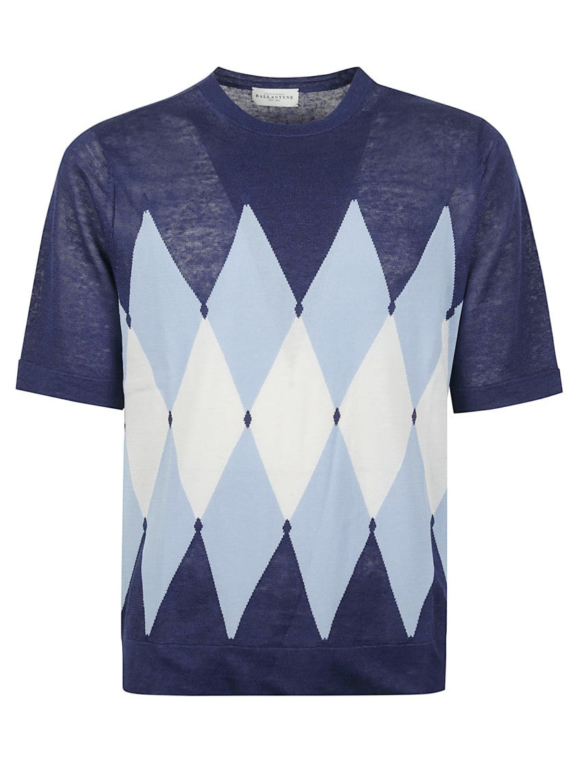 Ballantyne Diamond Argyle Knit Linen T-Shirt