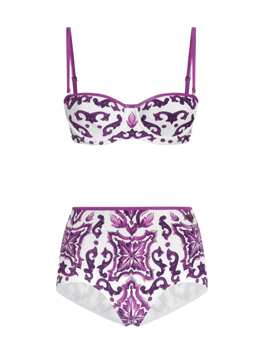 Dolce & Gabbana Majolica Print Bikini Swimsuit