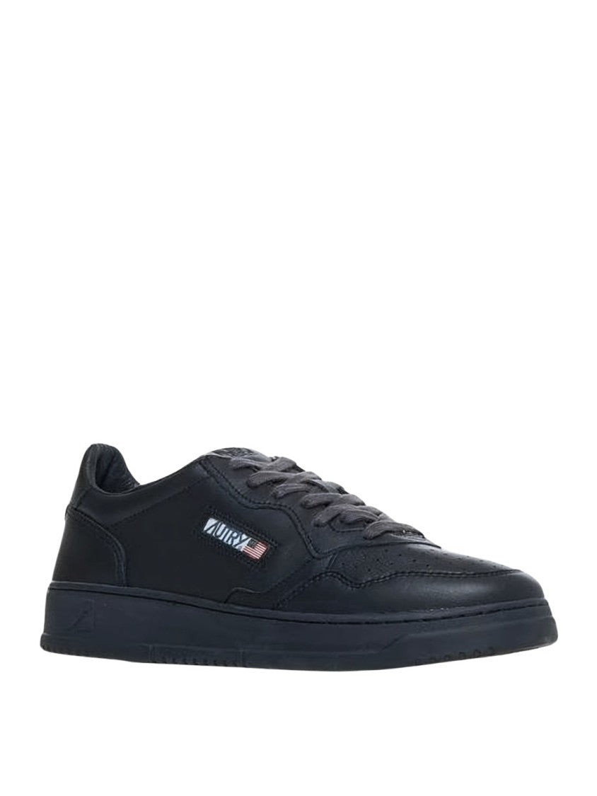 Autry Monochromatic Leather Low-Top Sneakers With Branded Patch
