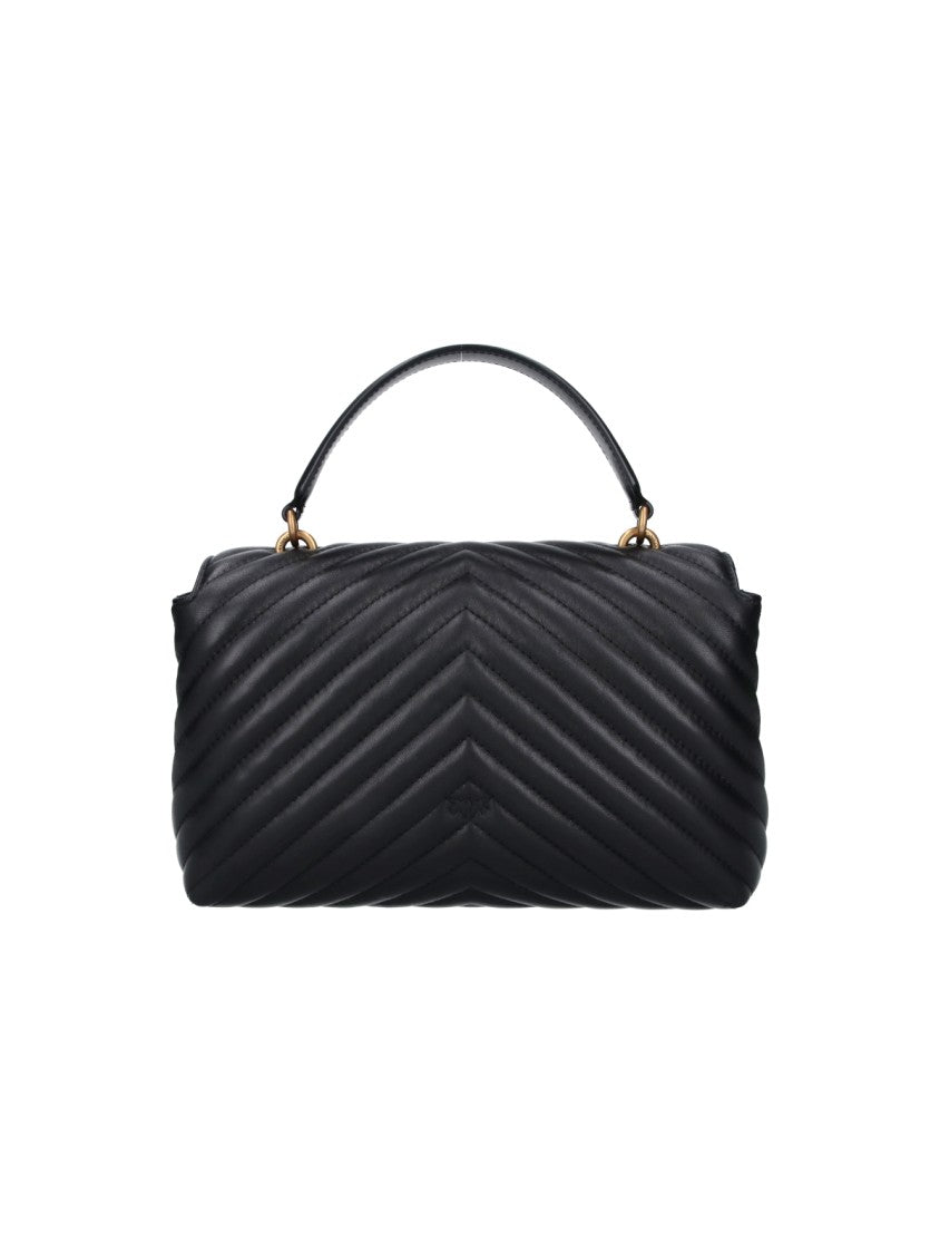 Pinko Black Quilted Leather Lady Love Puff Top Handle Bag