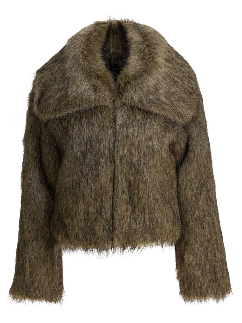 Thelaurent Cropped Jacket With Plush Faux Fur Texture