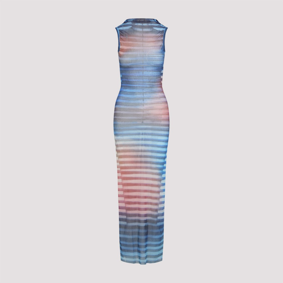 Jean Paul Gaultier Light Blue Mesh Printed Air Long Dress