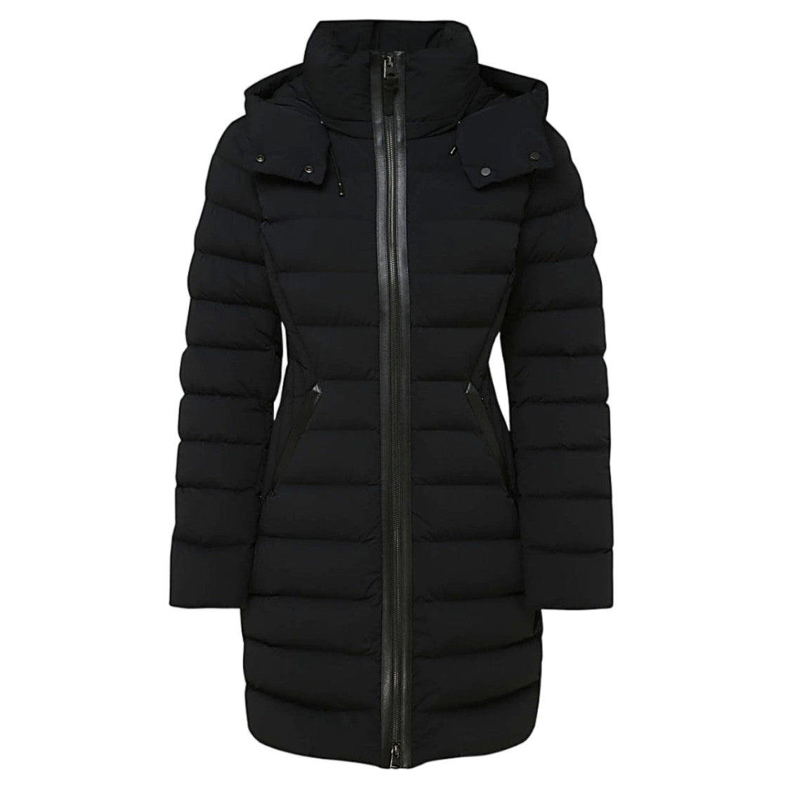 Mackage Quilted Down Coat With Detachable Hood And Fitted Silhouette