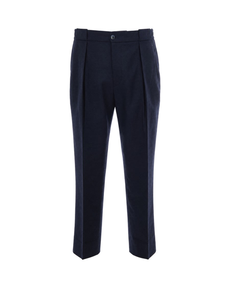Briglia Navy Portobello Wool-Blend Straight-Leg Pants