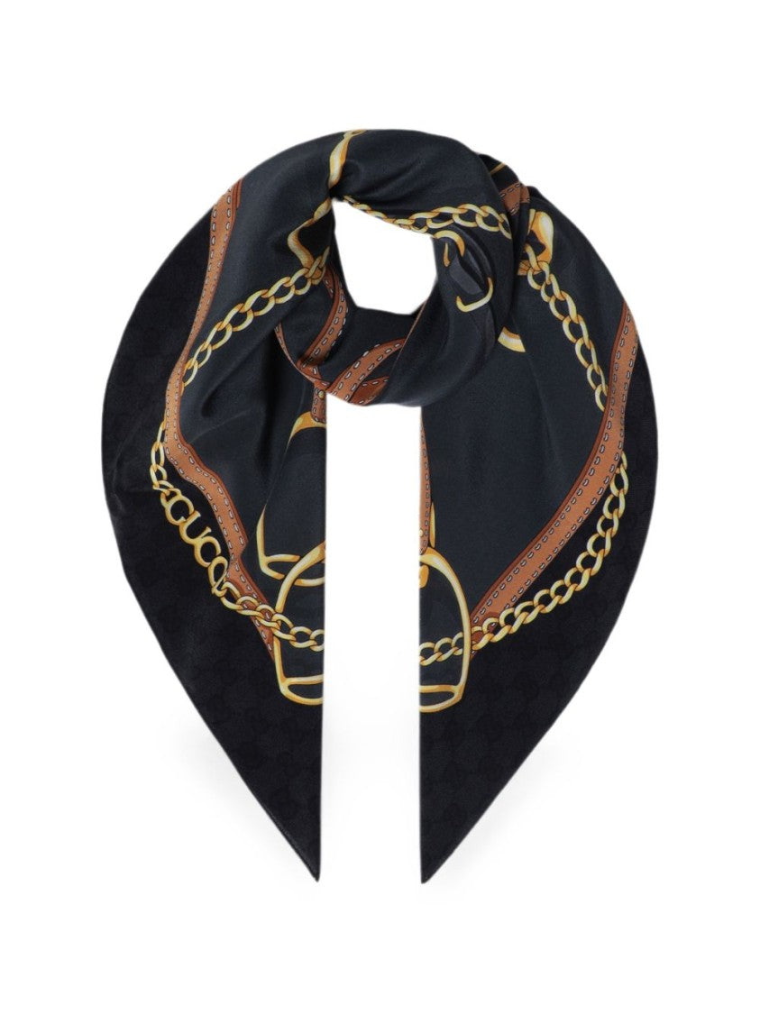 Gucci Equestrian Print Silk Scarf
